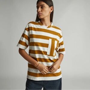 Everlane Everyone Relaxed T-shirt - Tapenade/ Canvas Tan Sz E4 Organic Cotton